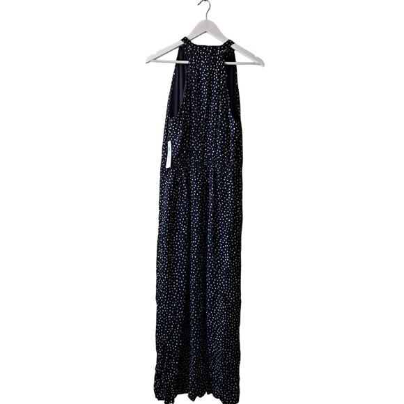 NWT THML Maddox Dress Polka Dot Embroidered Sleeveless Maxi Navy Womens Size XLP - Picture 2 of 12